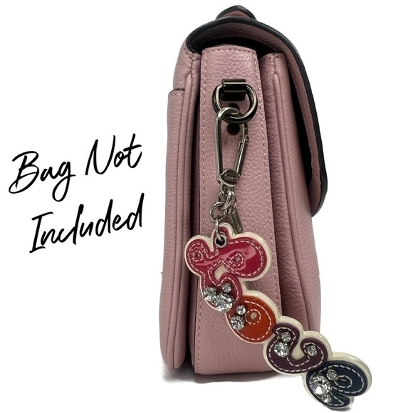 COACH Rhinestone Script Pop Love Charm Purse Charm Keychain Key Chain 92750 - Picture 3 of 8